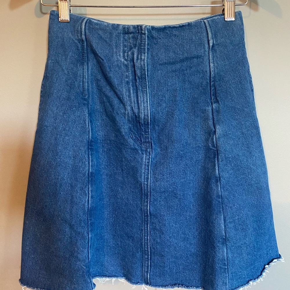 Peacebird Layered Denim Skirt Front Tie Side Pockets Size S - Picture 6 of 9